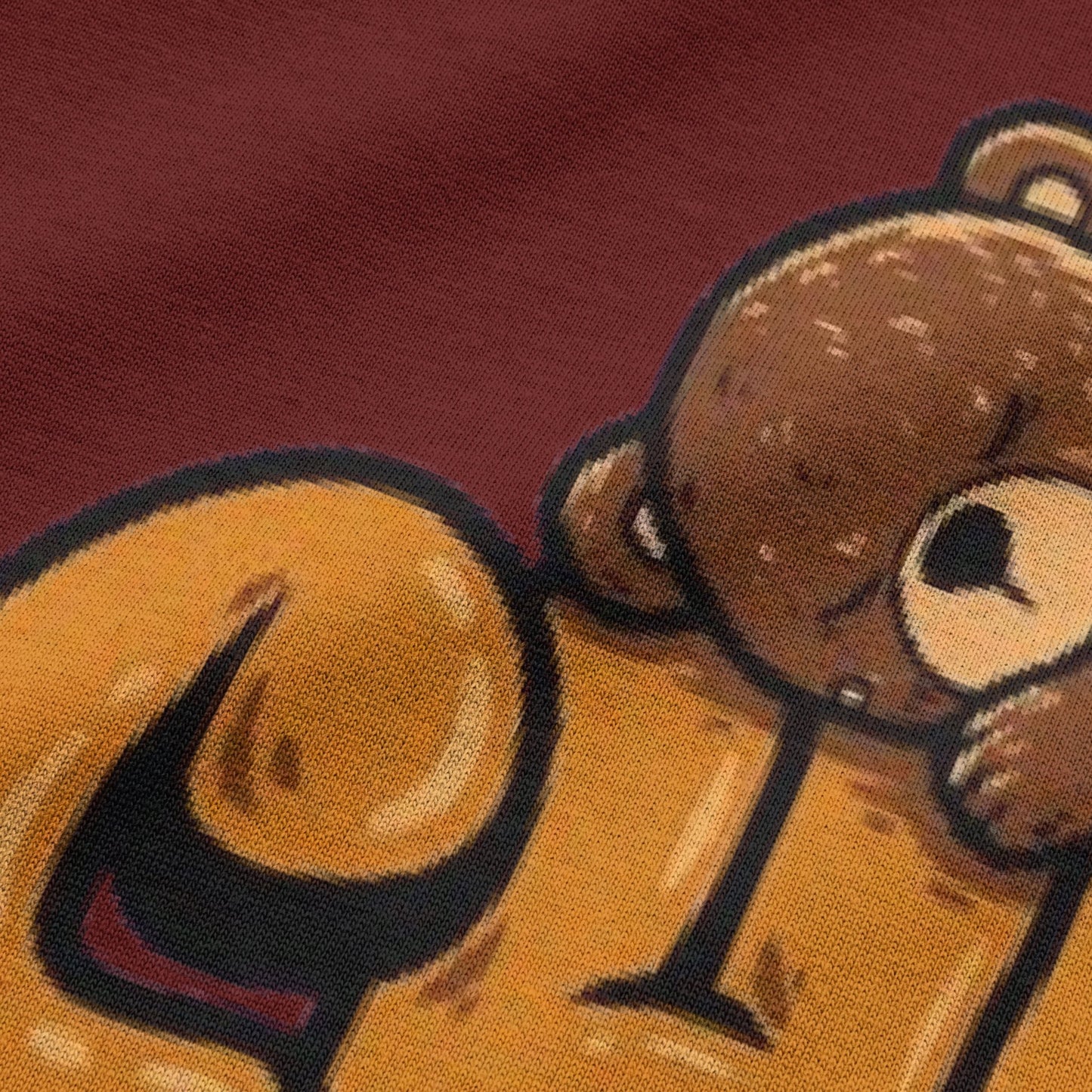 Close-up view of chill typography on wine oversized t-shirt by BLAACK