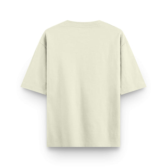 Plain oversized beige cotton streetwear t-shirt back view by BLAACK