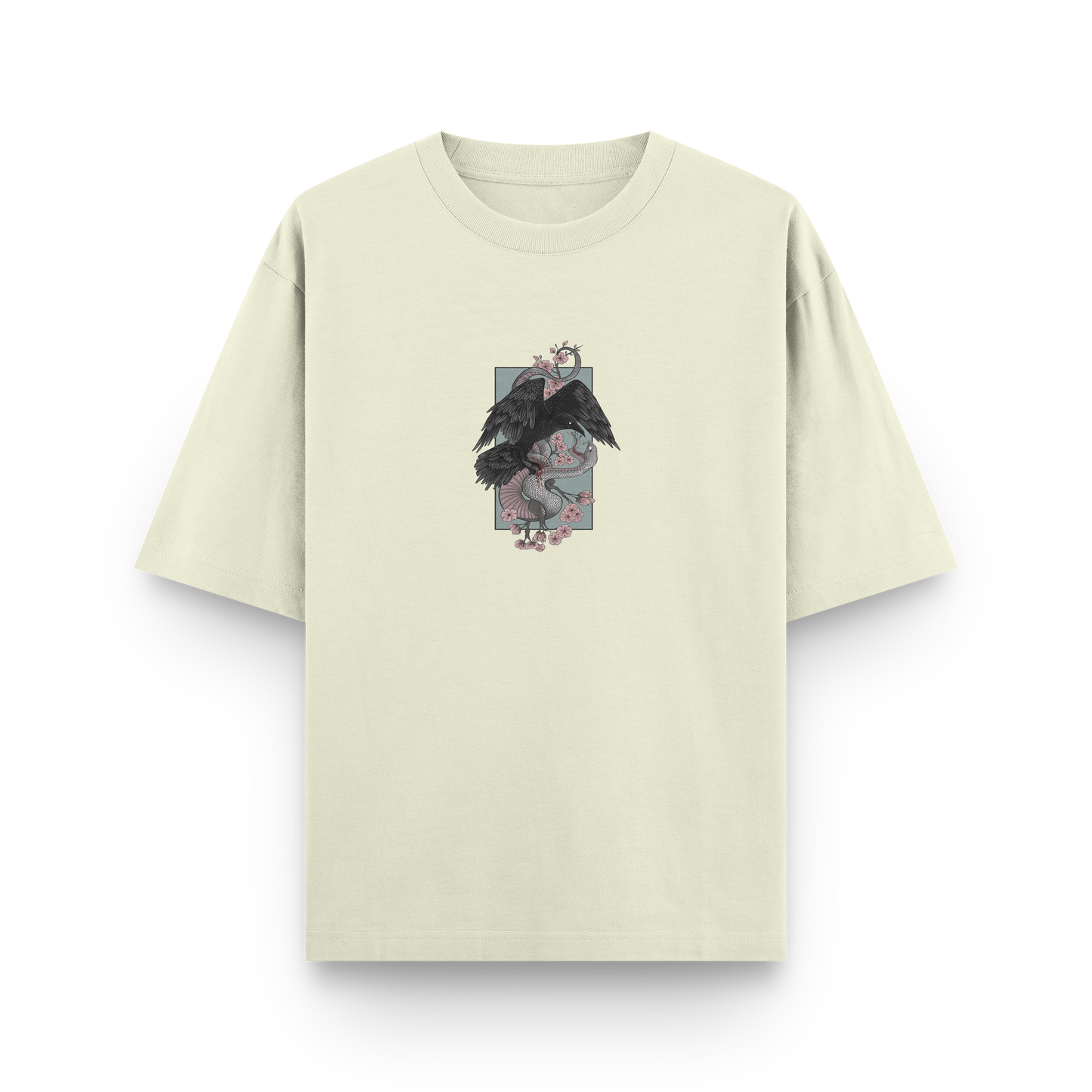 Oversized Streetwear T-Shirt – Crow vs. Snake Japanese Art Graphic | BLAACK