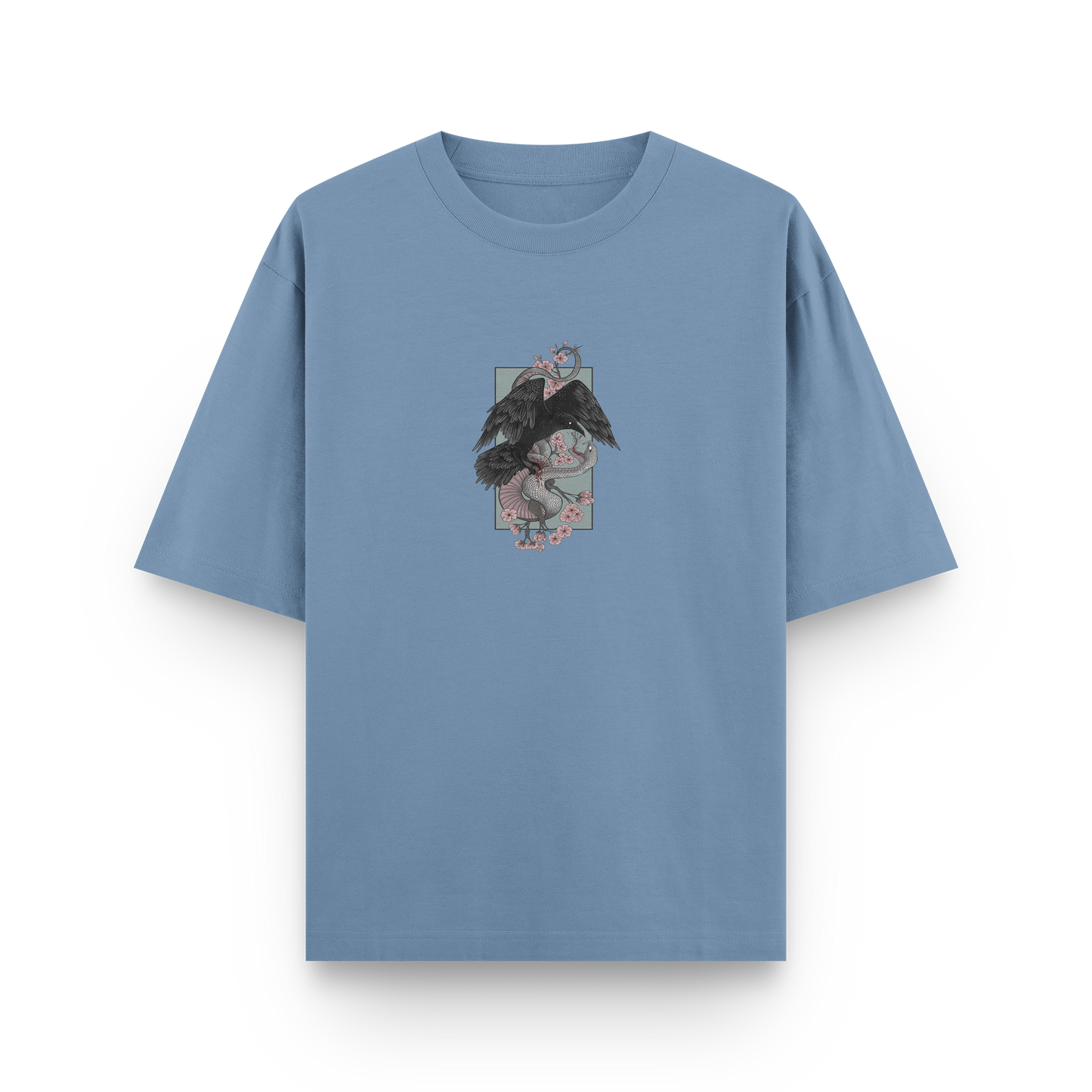 Oversized Streetwear T-Shirt – Crow vs. Snake Japanese Art Graphic | BLAACK