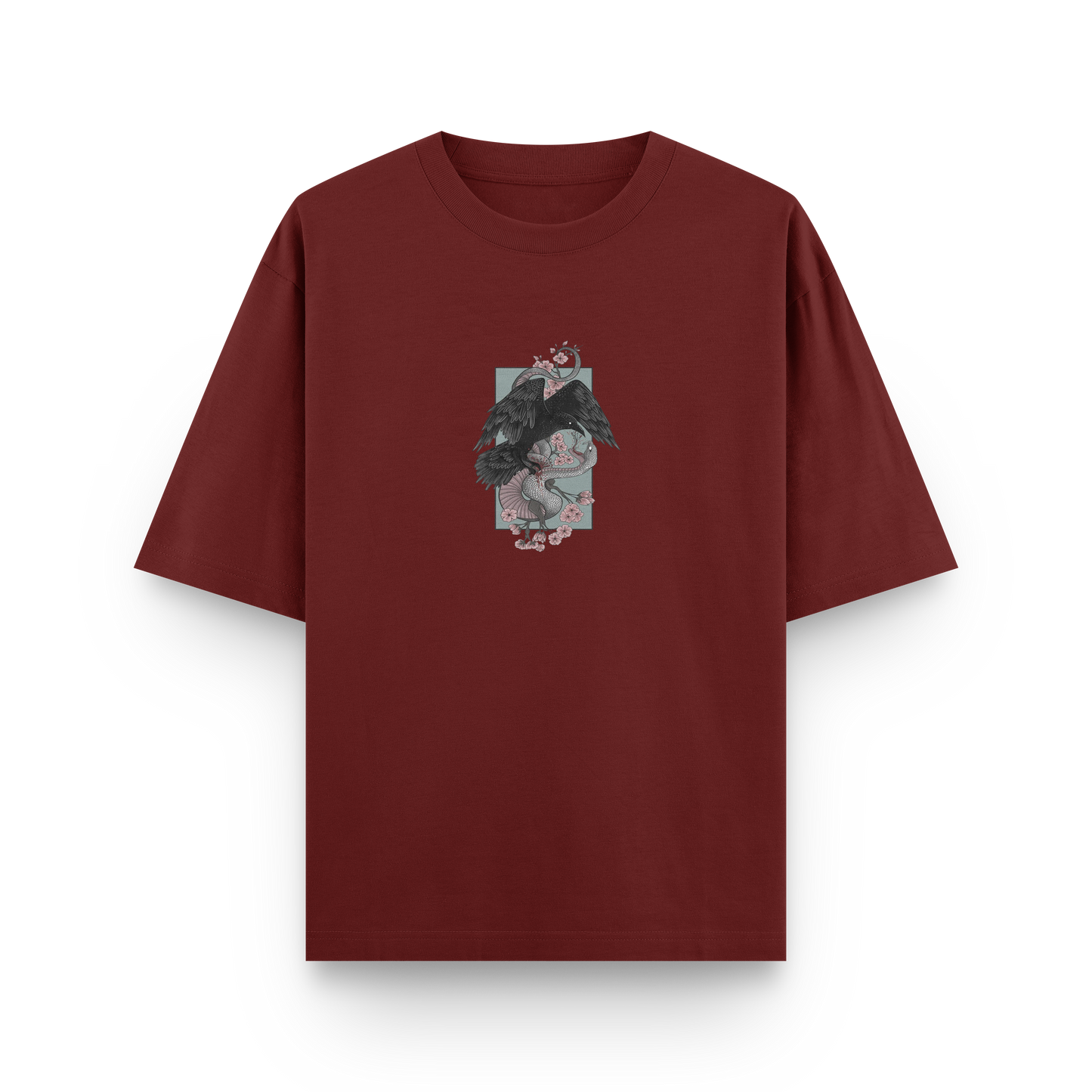 Oversized Streetwear T-Shirt – Crow vs. Snake Japanese Art Graphic | BLAACK