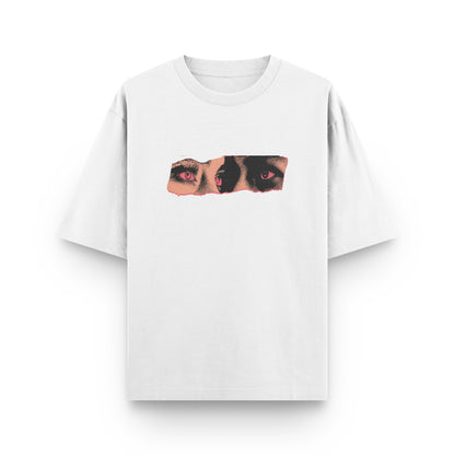 Oversized black streetwear t-shirt with red graphic print and "All Eyez On Me" design by BLAACK