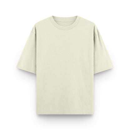 Oversized beige cotton streetwear t-shirt front view by BLAACK