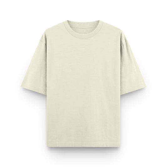 Oversized beige cotton streetwear t-shirt front view by BLAACK