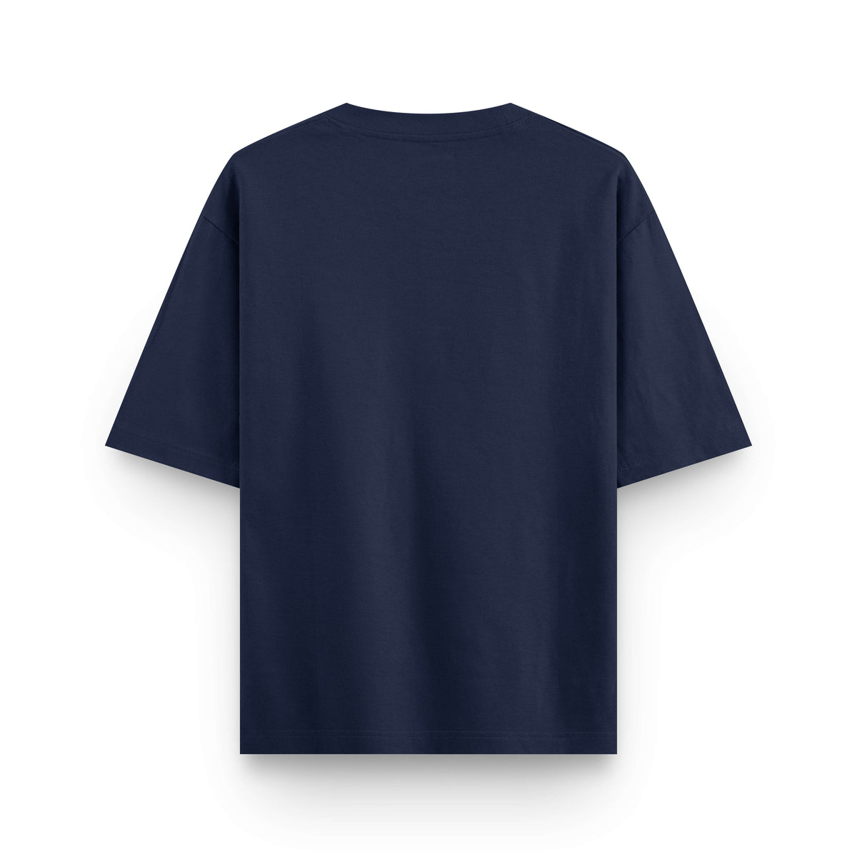 Plain oversized streetwear T-shirt in navy blue, back view by BLAACK