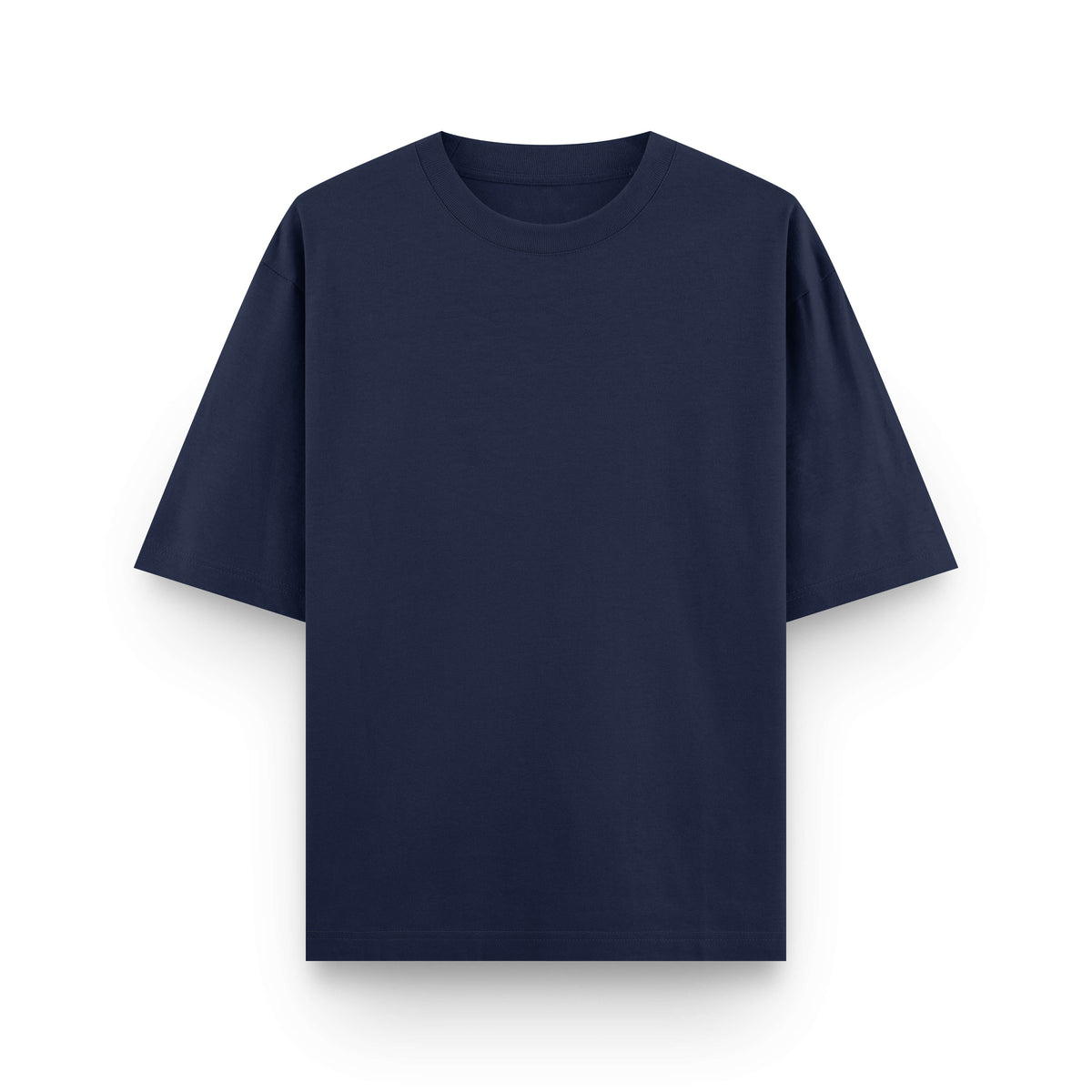 Plain oversized streetwear T-shirt in navy blue, front view by BLAACK