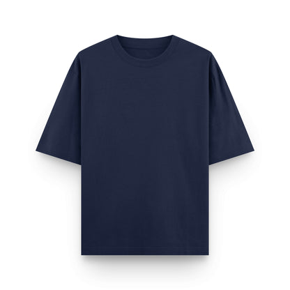 Plain oversized streetwear T-shirt in navy blue, front view by BLAACK