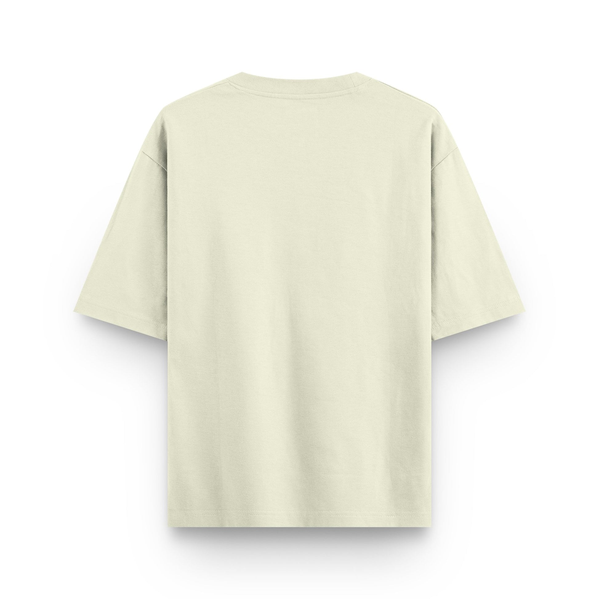 Oversized beige cotton streetwear t-shirt back view by BLAACK
