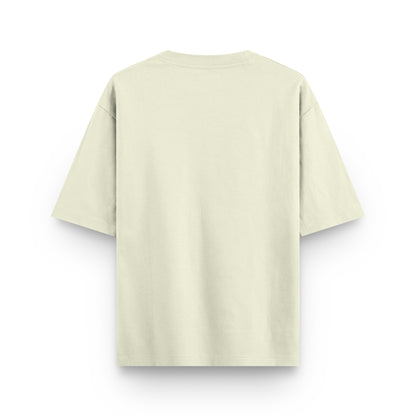 Oversized beige cotton streetwear t-shirt back view by BLAACK