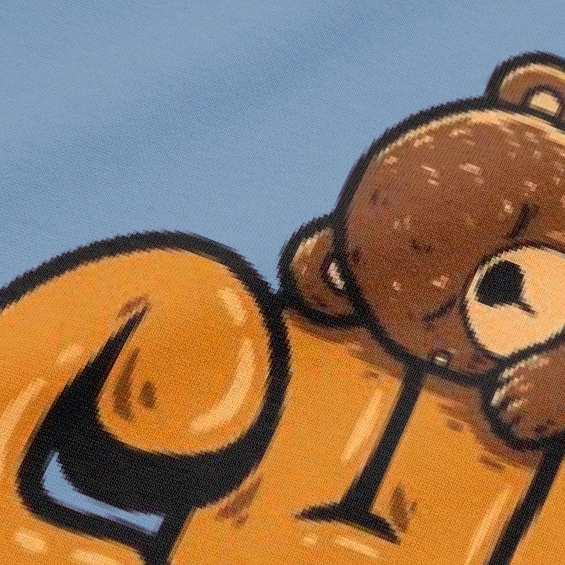 Close-up view of chill typography on urban melange oversized t-shirt by BLAACK