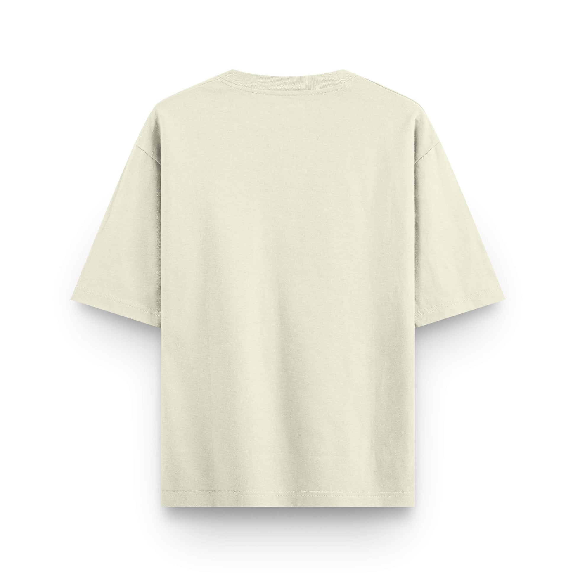 Plain oversized beige cotton streetwear t-shirt back view by BLAACK