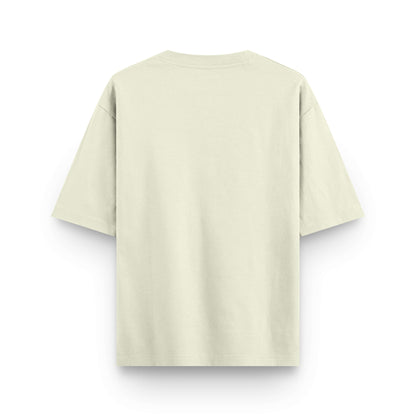Plain oversized beige cotton streetwear t-shirt back view by BLAACK