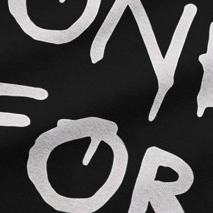 Close-up view of NEED MONEY FOR BMW typography on black oversized t-shirt by BLAACK