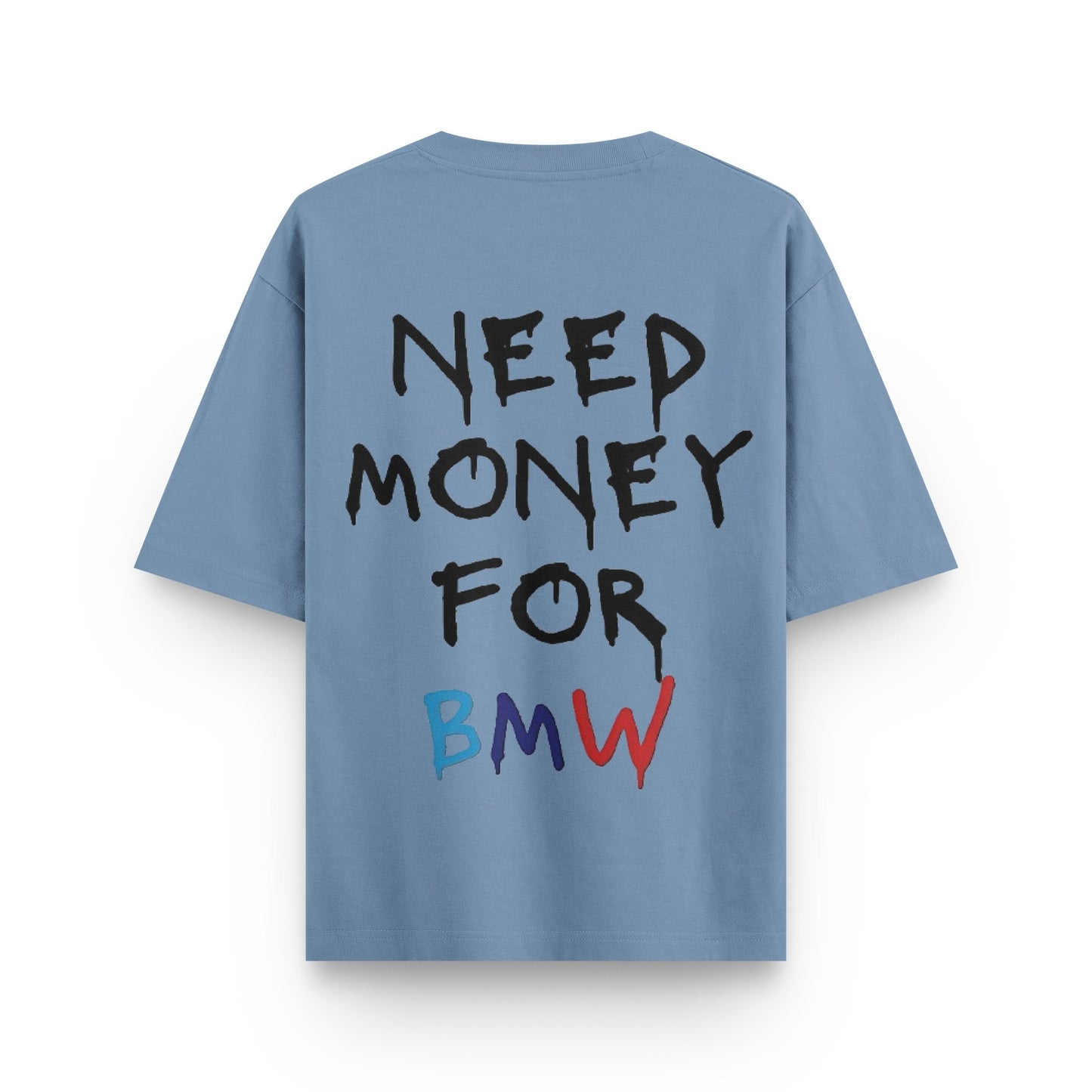 Need Money For BMW (NMFBMW) – Oversized Graphic T-Shirt | DTF Print | 240 GSM Cotton | Unisex | BLAACK - BLAACK