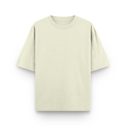 Oversized beige cotton streetwear t-shirt front view by BLAACK