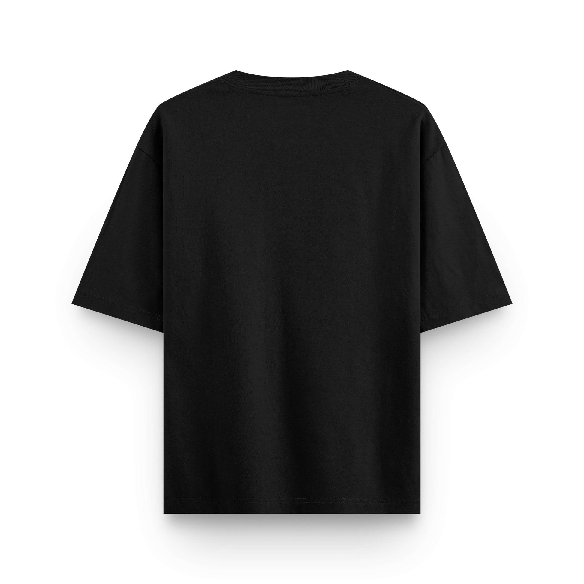 Plain oversized black cotton streetwear t-shirt back view by BLAACK