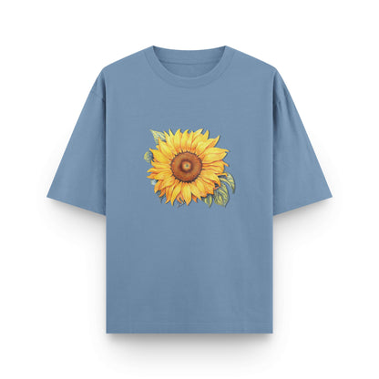 Oversized urban melange streetwear t-shirt with sunflower graphic on front by BLAACK