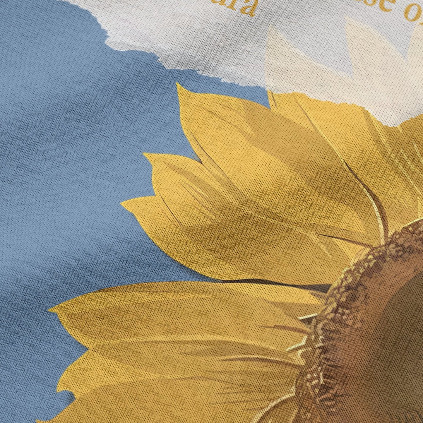 Close-up of sunflower graphic print on urban melange oversized t-shirt by BLAACK