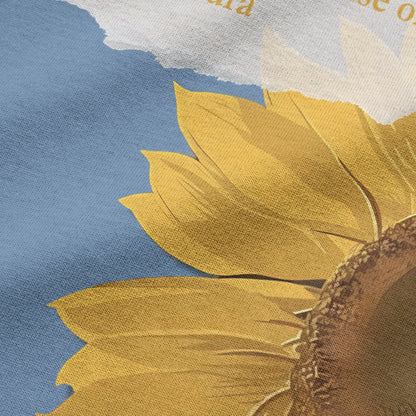 Close-up of sunflower graphic print on urban melange oversized t-shirt by BLAACK